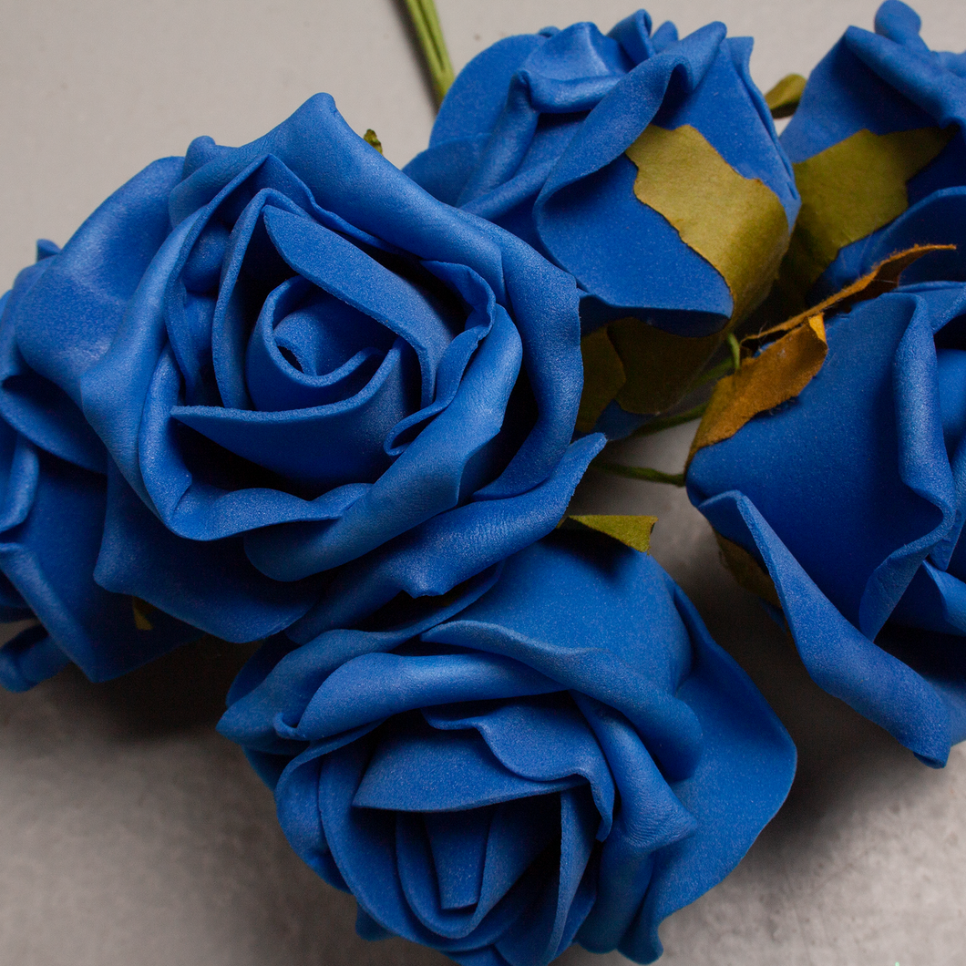 Foam Roses 6 Head - Royal Blue