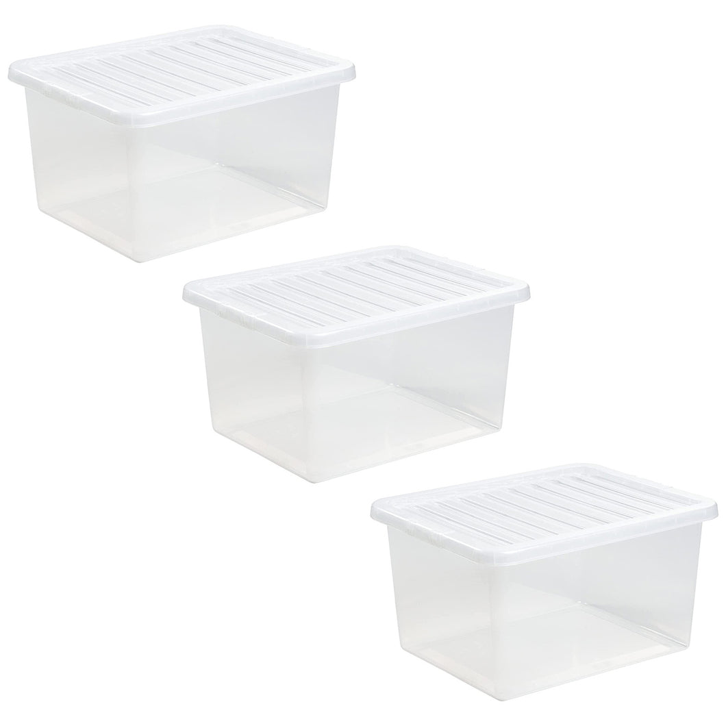 Wham Crystal 37 Litre Storage Box And Lid 3 Pack
