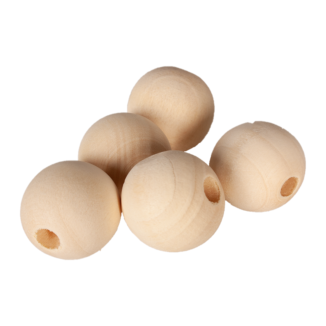 Wooden Bead Ball 5pk - 25mm