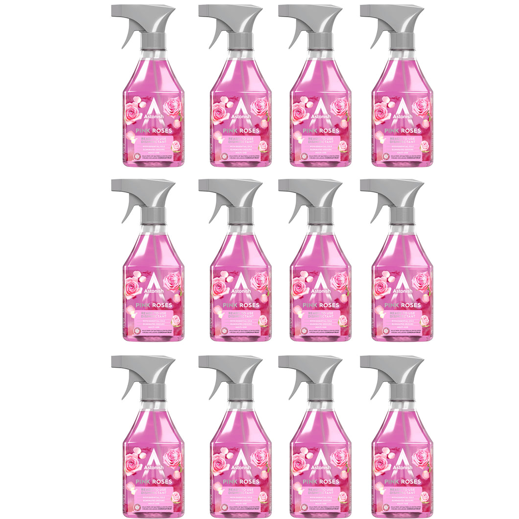 Astonish RTU Spray Pink Roses Disinfectant 550ml 12pk