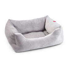 Load image into Gallery viewer, Zoon Silver/Grey Velour Medium Square Dog Bed
