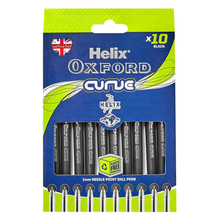 Load image into Gallery viewer, Helix Oxford Curve Pens 10pk - Black
