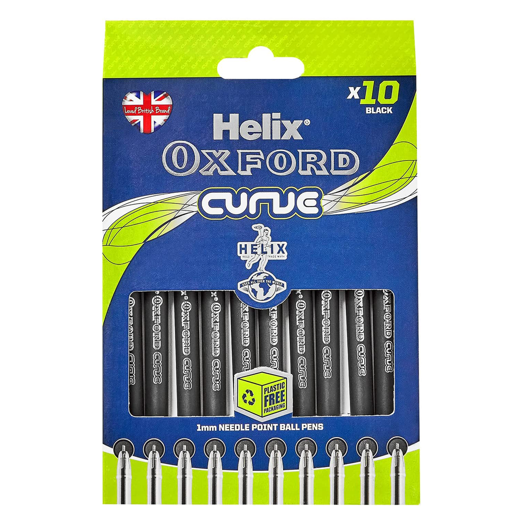 Helix Oxford Curve Pens 10pk - Black