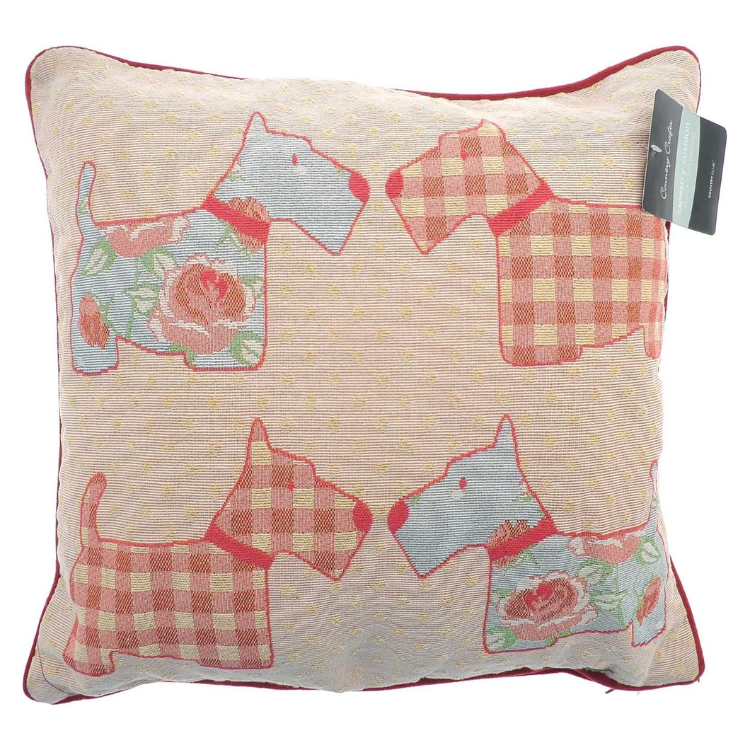 Floral Tapestry Scottie Dog Cushion