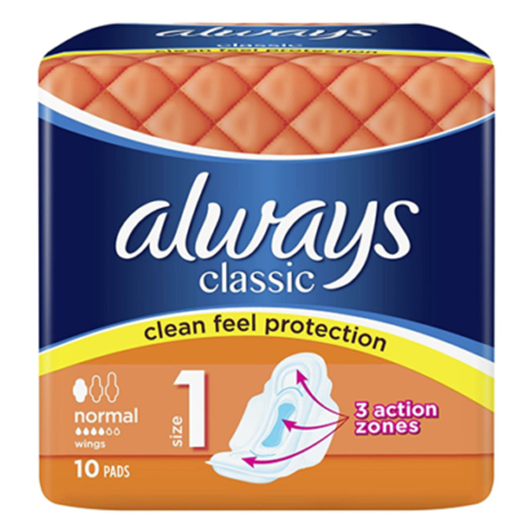 Always Classic Sanitary Pads Normal With Wings 10 Pack