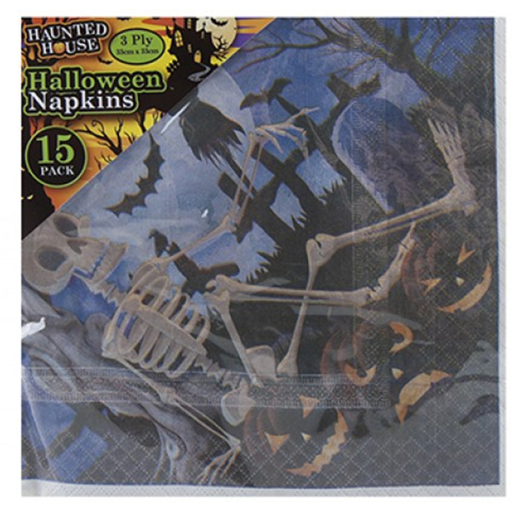 Haunted House Paper Halloween Napkins 15 Pack