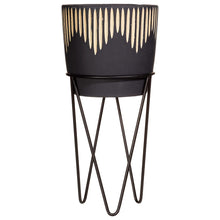 Load image into Gallery viewer, Sass &amp; Belle Black Sgrafitto Planter With Wire Stand
