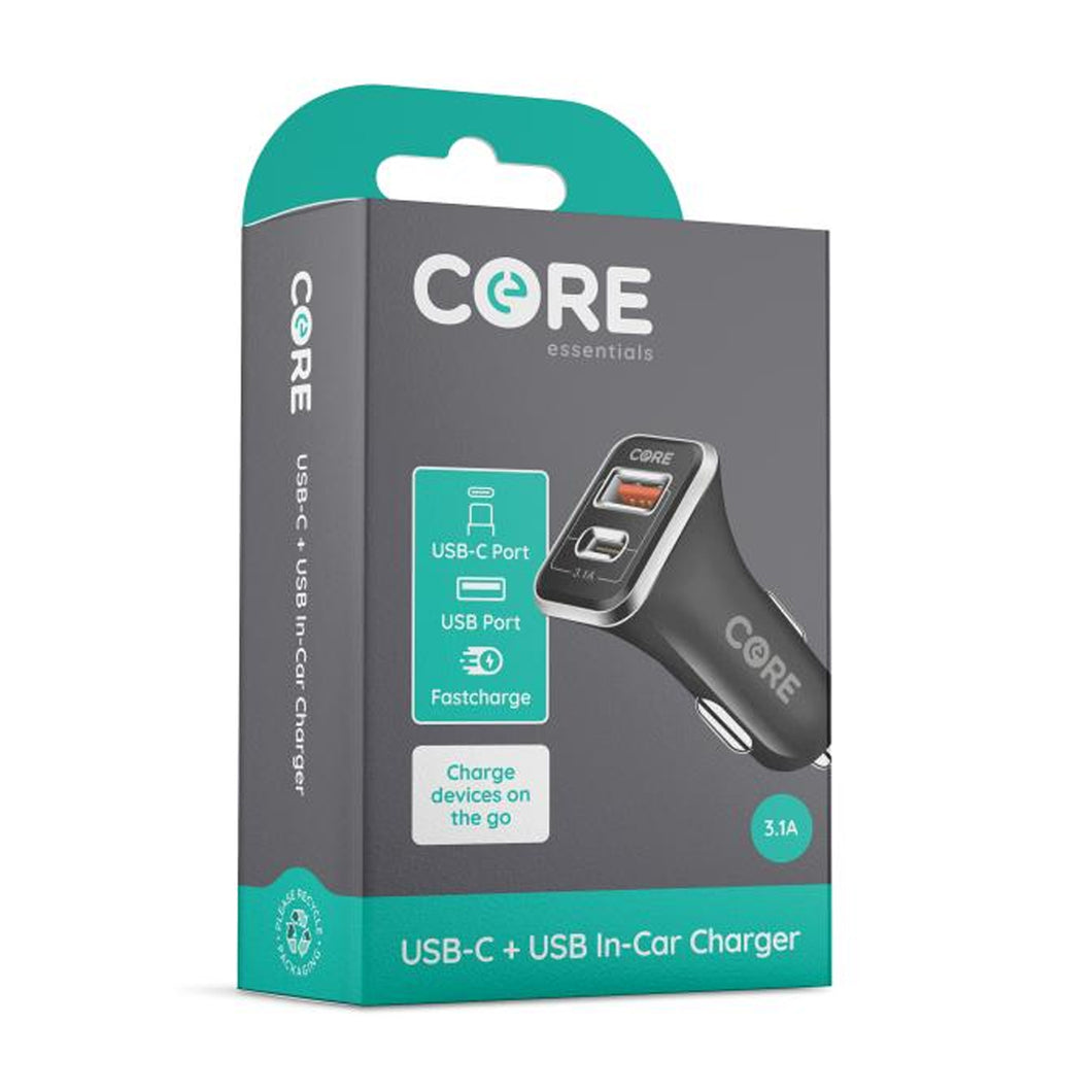 Core USB-C+ USB Car Charger 3.1A