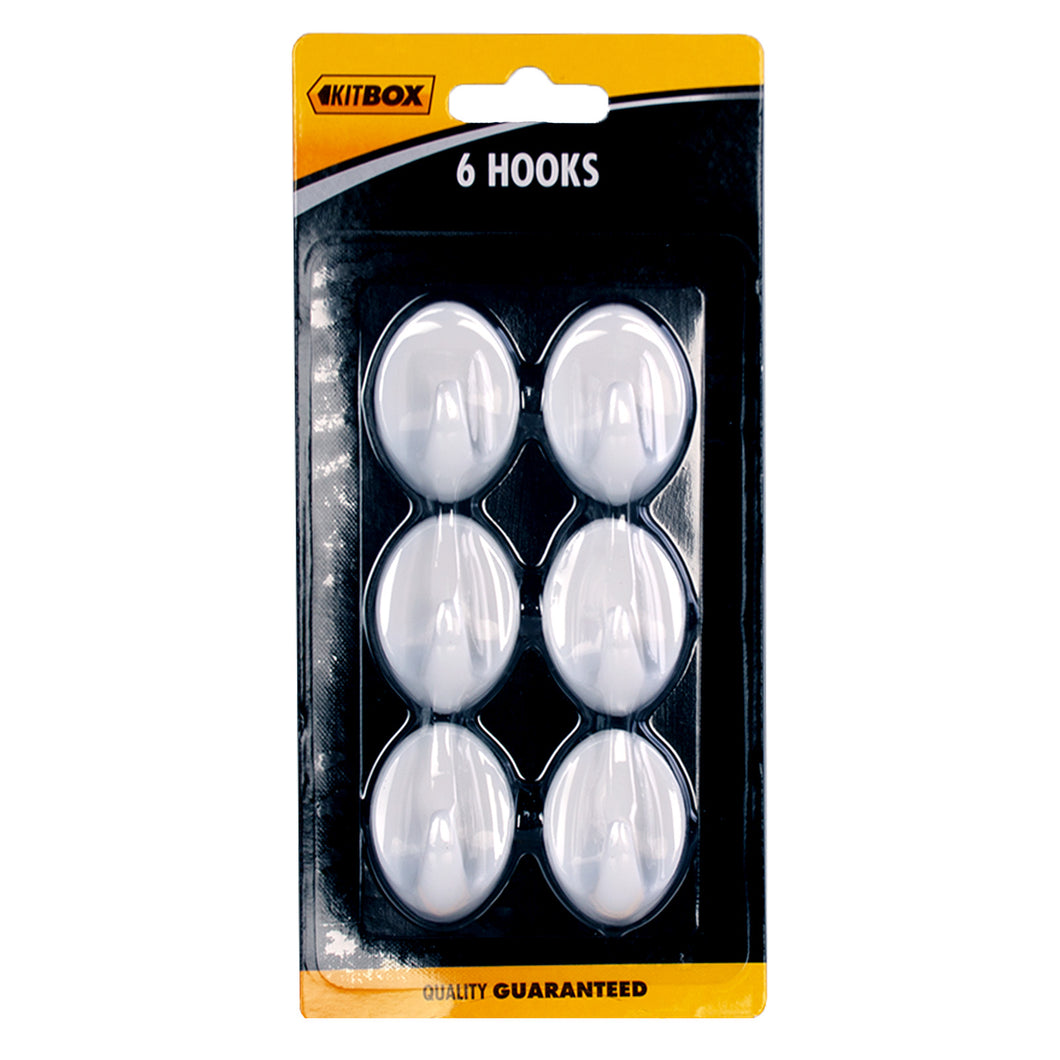 Kitbox Self-adhesive Oval Hooks 6 Pack