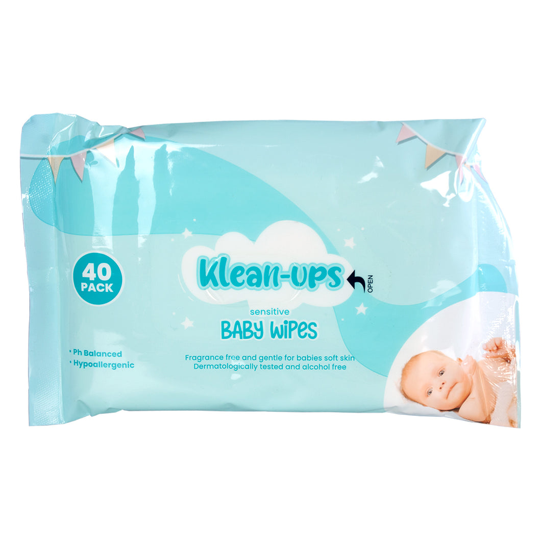 Klean-ups Sensitive Baby Wipes 40 Pack