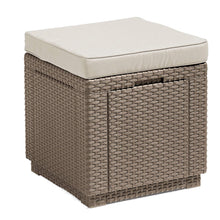 Load image into Gallery viewer, Keter Cappuccino Garden Storage Seat Stool With Cushion 40L
