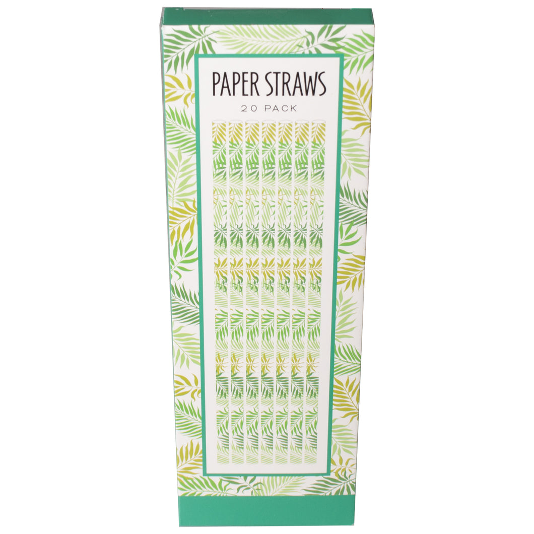Palm Printed Paper Straws 20pk