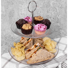 Load image into Gallery viewer, Modena Glass 2 Tier Cake Stand 18x23cm
