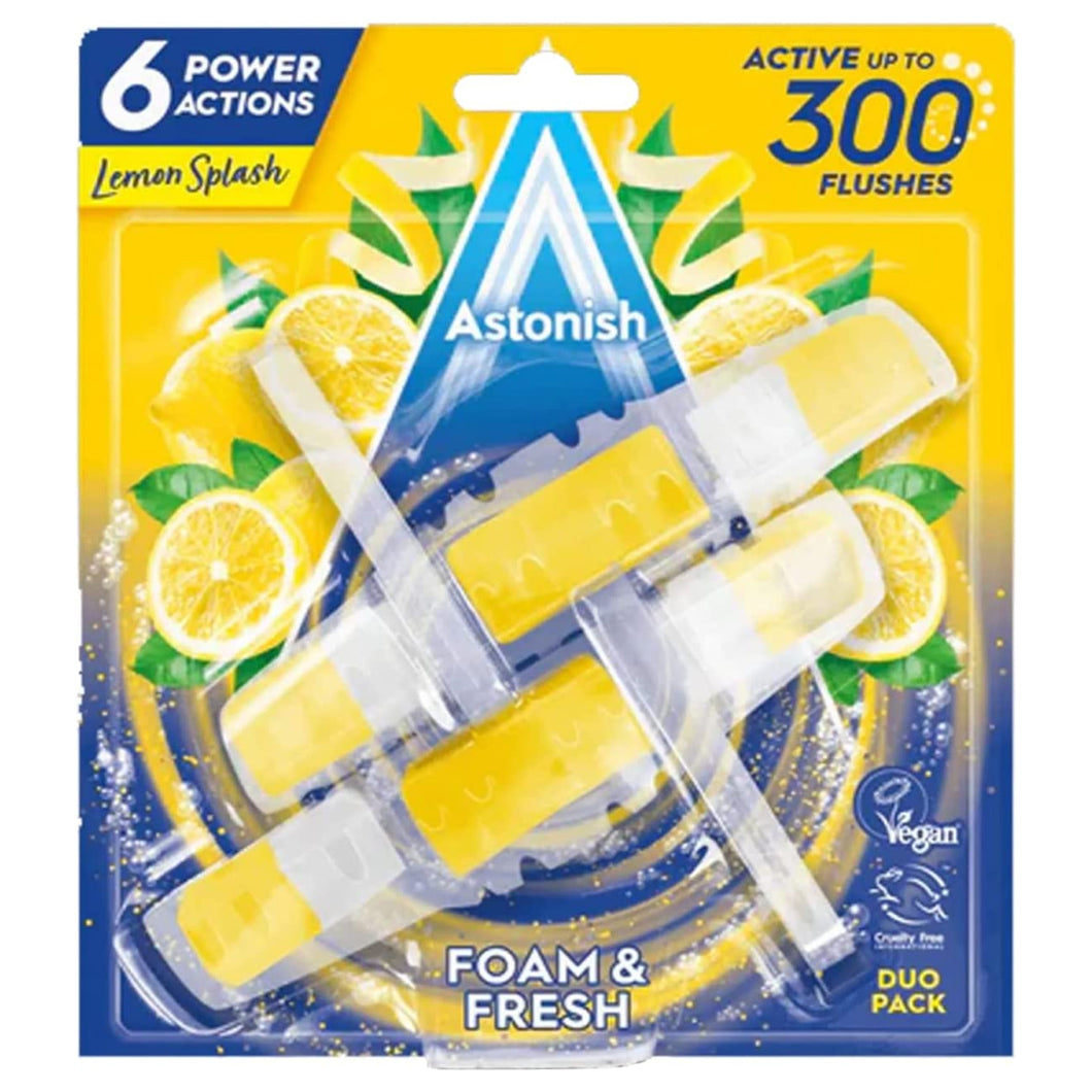 Astonish Lemon Splash Foam & Fresh Toilet Blocks 2 Pack