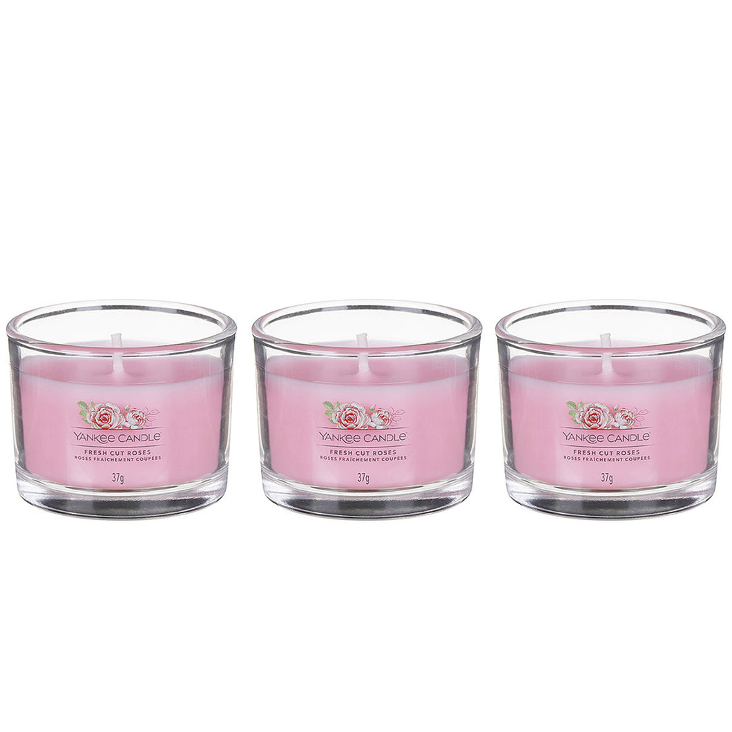 Yankee Candle Fresh Cut Roses Set Of Three Filled Votives