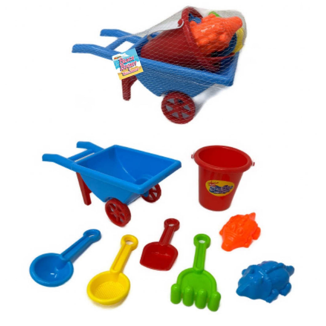 Playwrite Beach Bucket & Wheelbarrow Set 8 Pack