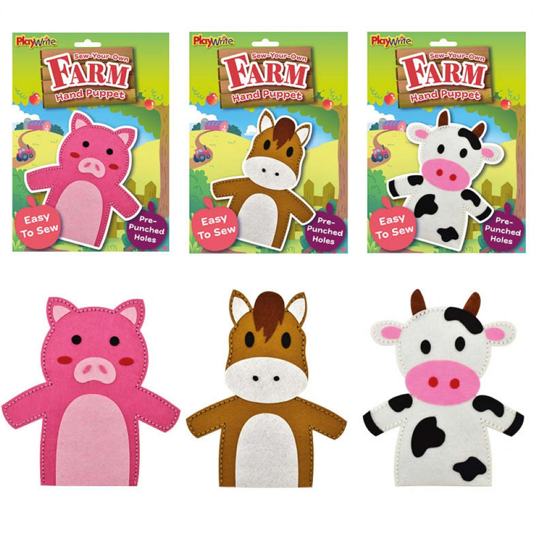 Playwrite Sew Your Own Farm Animal Hand Puppet Assorted