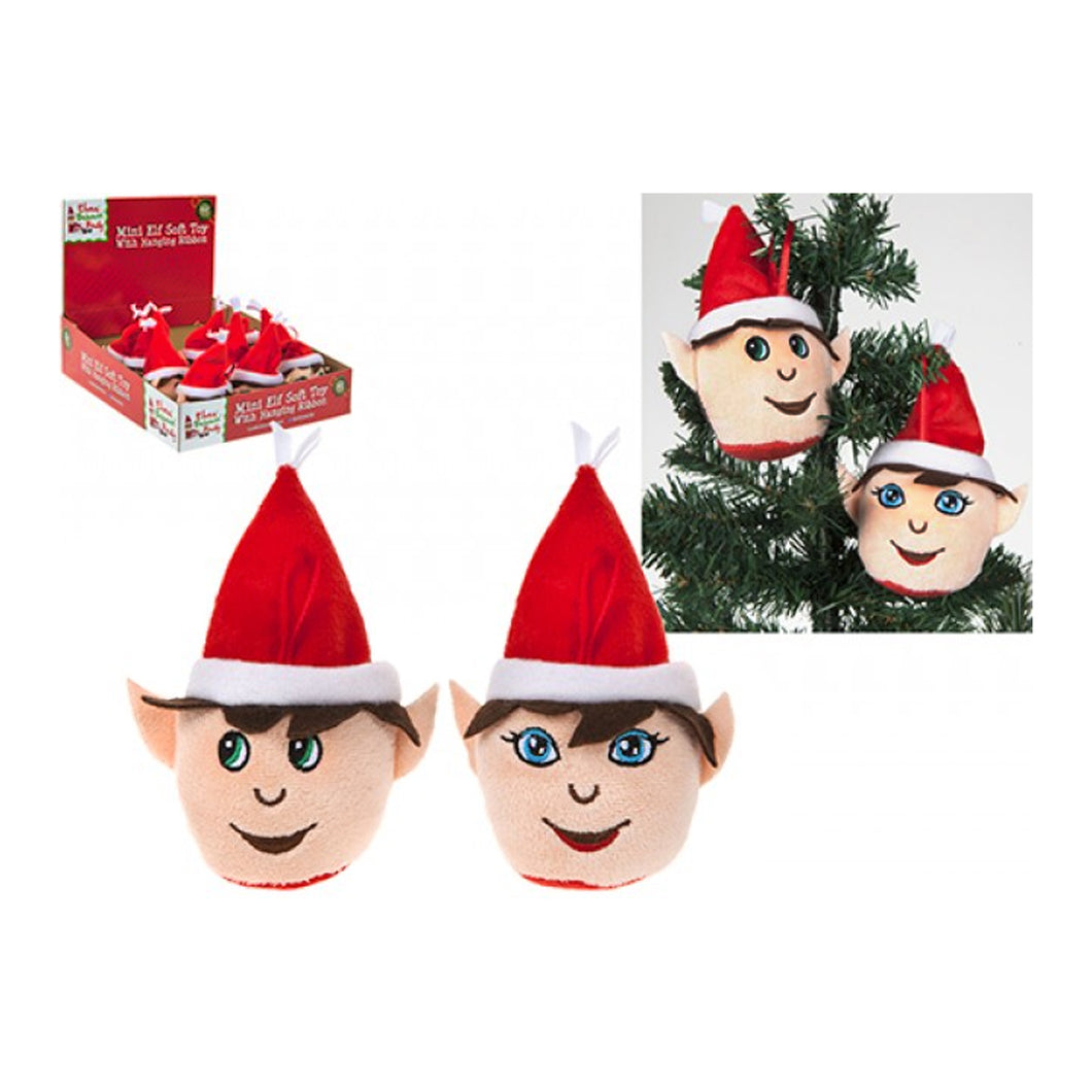 Christmas Elf Head Soft Toy - Assorted