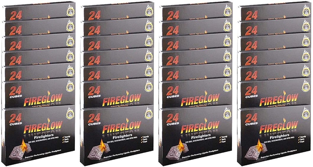 Fireglow Firelighters Safe BBQ Wood Burners & Stove 24 or 672 Cubes