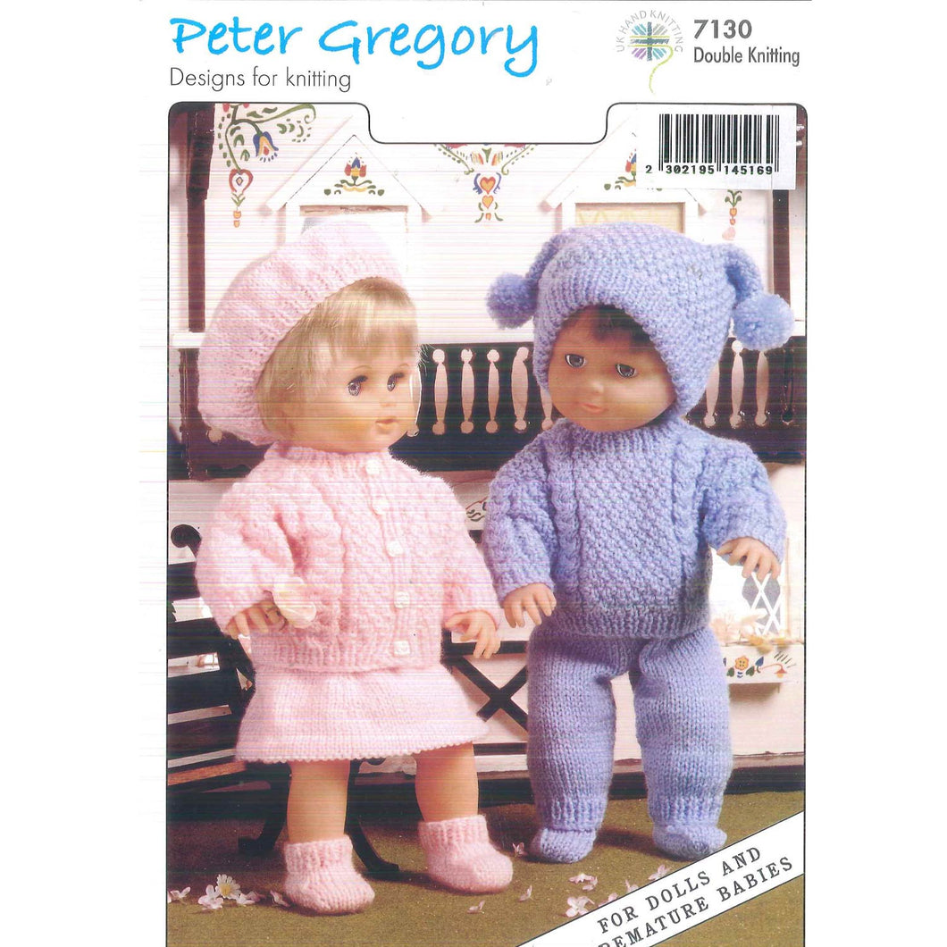 Dolls Outfits Peter Gregory 7130 Knitting Pattern