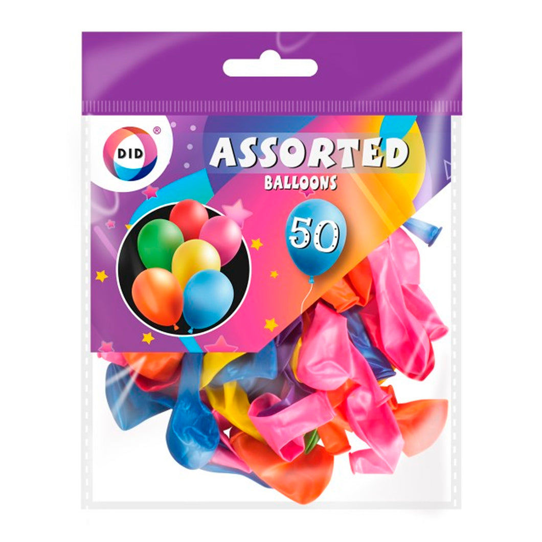 Dina Multicoloured Party Balloons 50 Pack