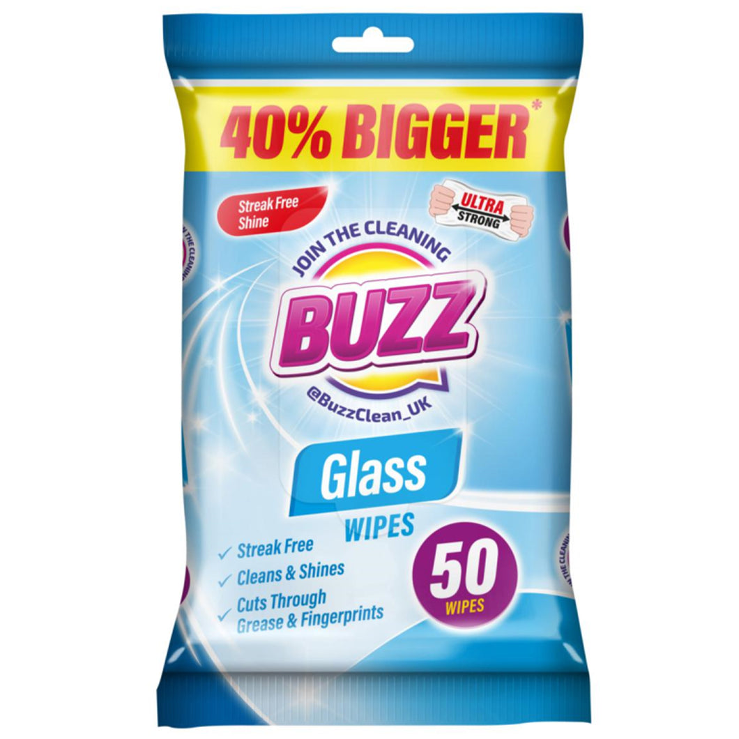 Buzz Glass Wipes 50pk