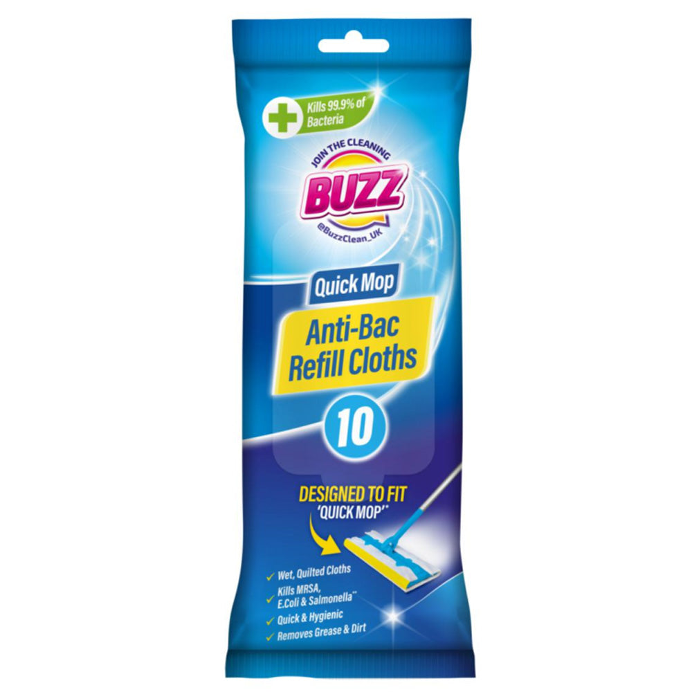 Buzz Anti-bac Quick Mop Refill Cloths 10 Pack