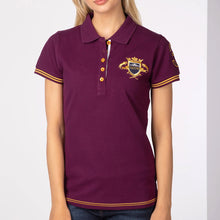 Load image into Gallery viewer, Burgandy Ladies Polo Shirt With Riding Emblem
