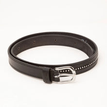Load image into Gallery viewer, Black Leather Belt For Women With Diamante Inlays
