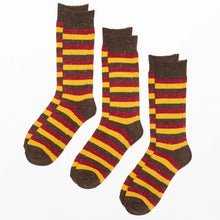 Load image into Gallery viewer, Rydale Mens Tri stripe Walking Socks Three Pack Brown