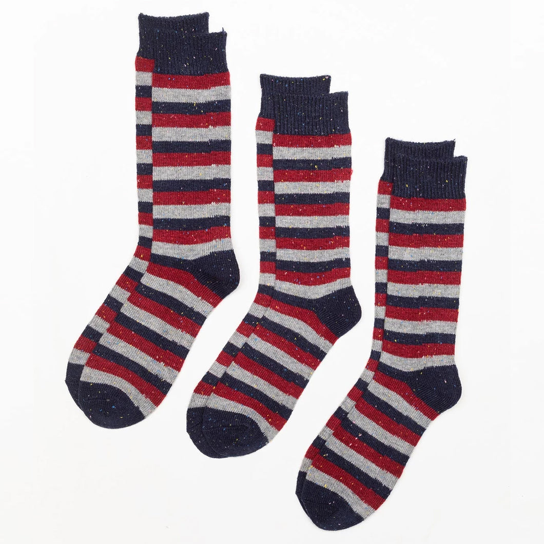 Mens Rydale Thick Thermal Socks Navy Red & Grey