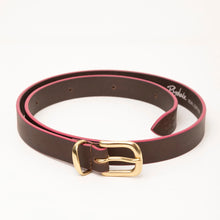 Load image into Gallery viewer, Brown Leather Belt For Women With Pink Contrast Edges
