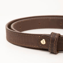 Load image into Gallery viewer, Ladies Crocodile Skin Textured Leather Belt - Brown

