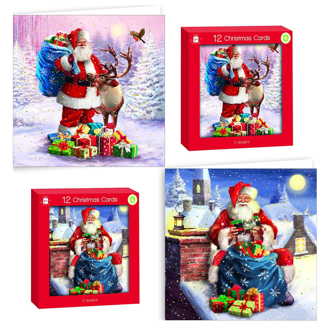 Giftmaker Traditional Santa & Presents Christmas Cards 12pk