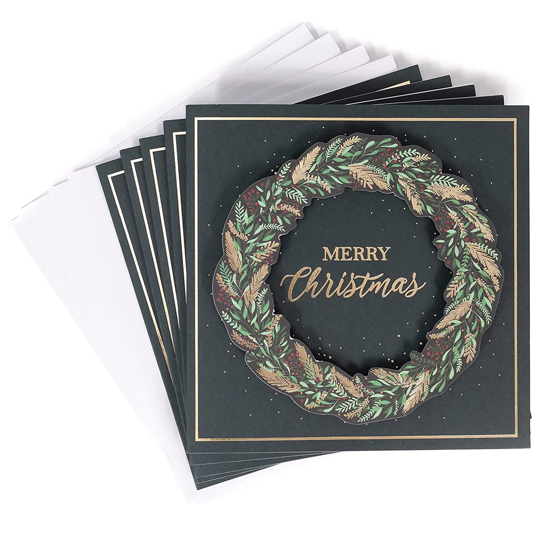 Tom Smith Luxury Handmade Wreath Christmas Cards 5pk