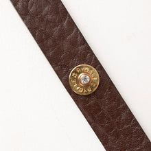 Load image into Gallery viewer, Shotgun Cartridge Detail Belt For Women, Brown Leather &amp; Gold