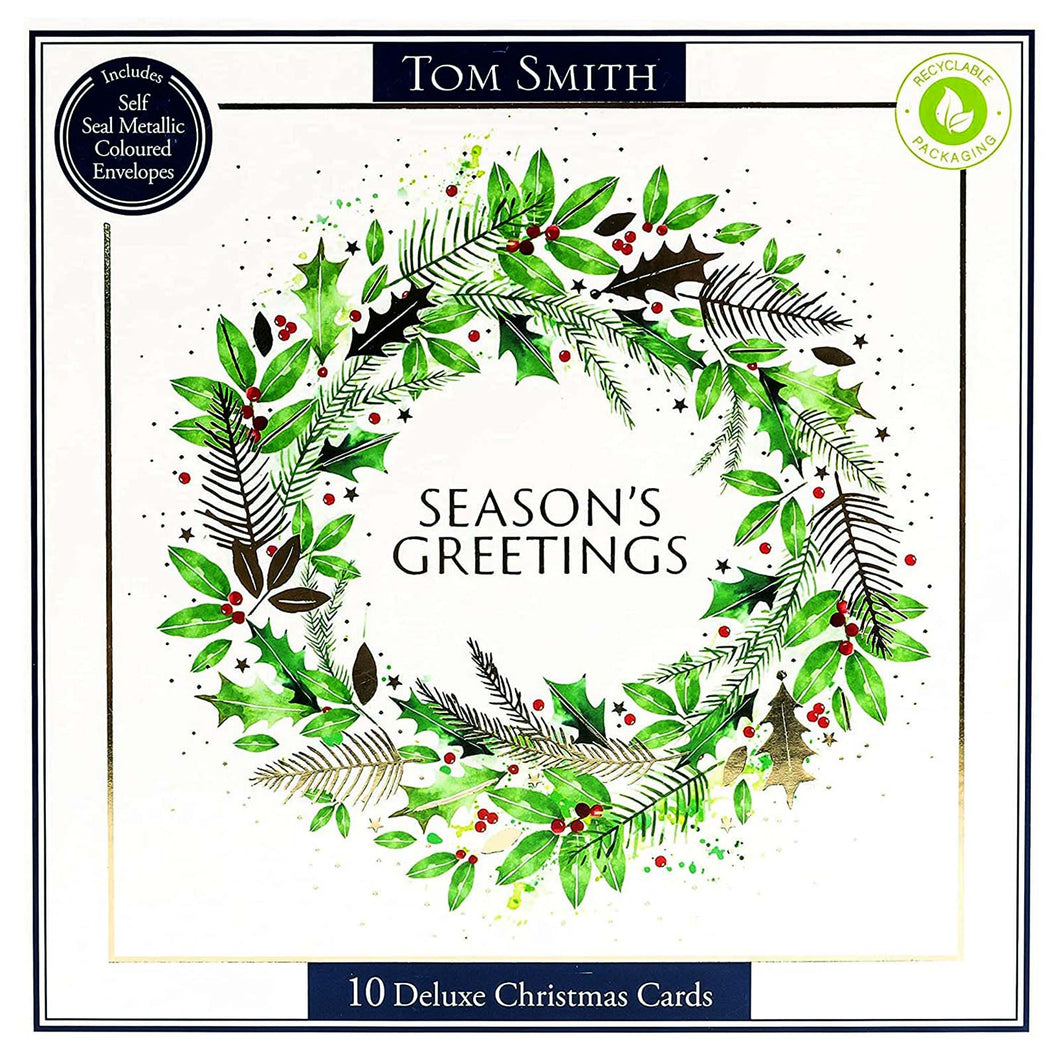 Tom Smith Deluxe Foliage Christmas Cards 10pk