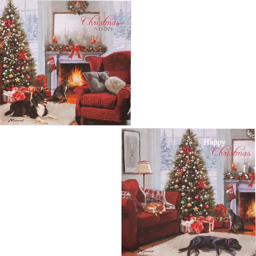2 Christmas home scenes on cards
