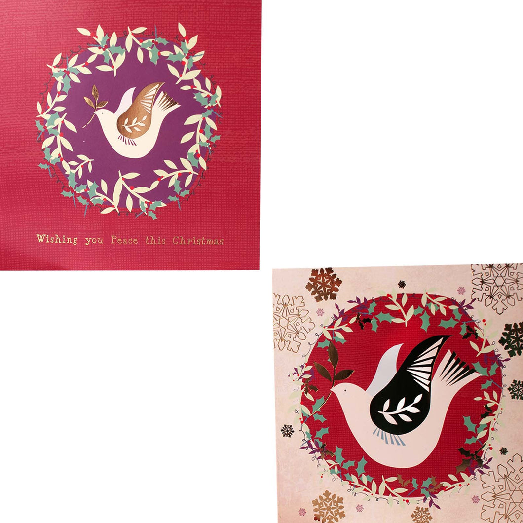 2 Christmas card designs of doves