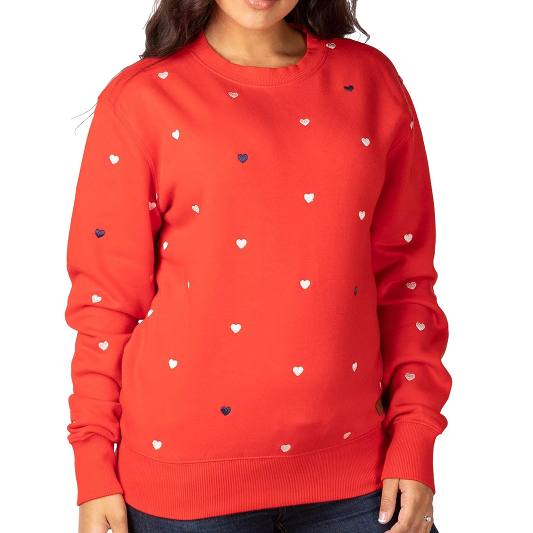 Ladies Embroidered Pattern Sweatshirt Cherry Lovehearts