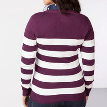 Load image into Gallery viewer, Rydale Womens Knitted Sweater - Berry &amp; White
