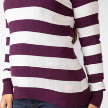 Load image into Gallery viewer, Red &amp; White Striped Ladies Crew Neck Jumper
