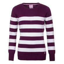 Load image into Gallery viewer, Stripey Long Sleved Jumper - Berry &amp; White
