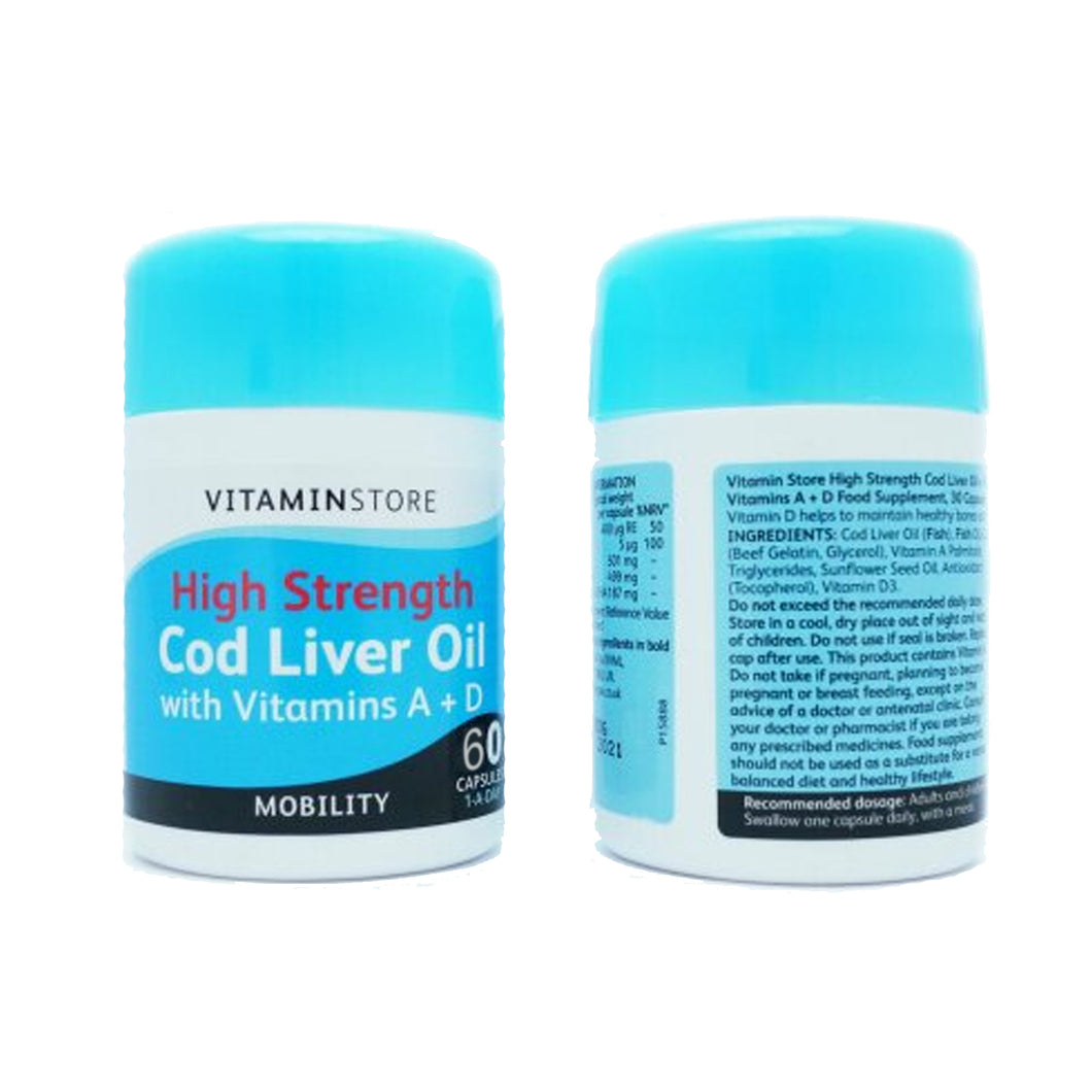 Vitaminstore 60 Capsules Cod Liver Oil + Vitamin A & D