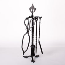 Load image into Gallery viewer, Black Cast Iron Fleur De Lys Fireside Companion Tools
