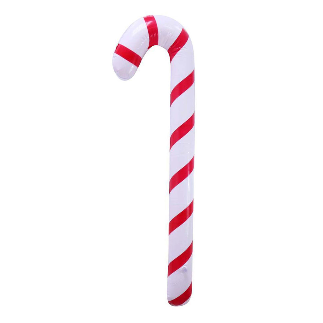 Red and white striped inflatable candy cane