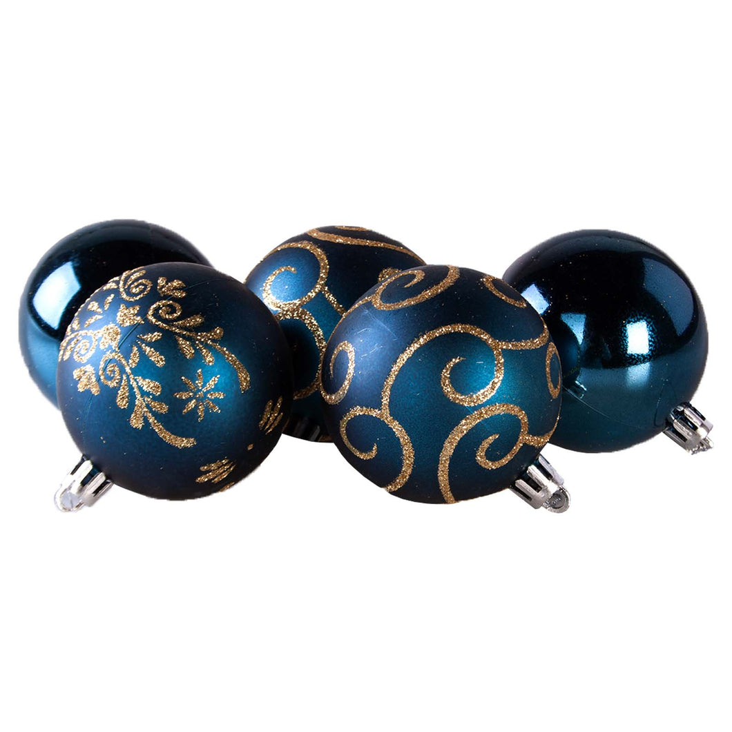 5 pack of blue baubles