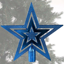 Load image into Gallery viewer, Blue glitter star Christmas tree topper
