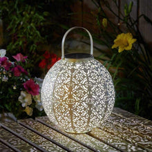 Load image into Gallery viewer, Smart Garden Damasque Cream Outdoor Garden Solar Lantern 
