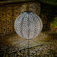 Load image into Gallery viewer, Smart Solar Damasque Silver Jumbo Lantern
